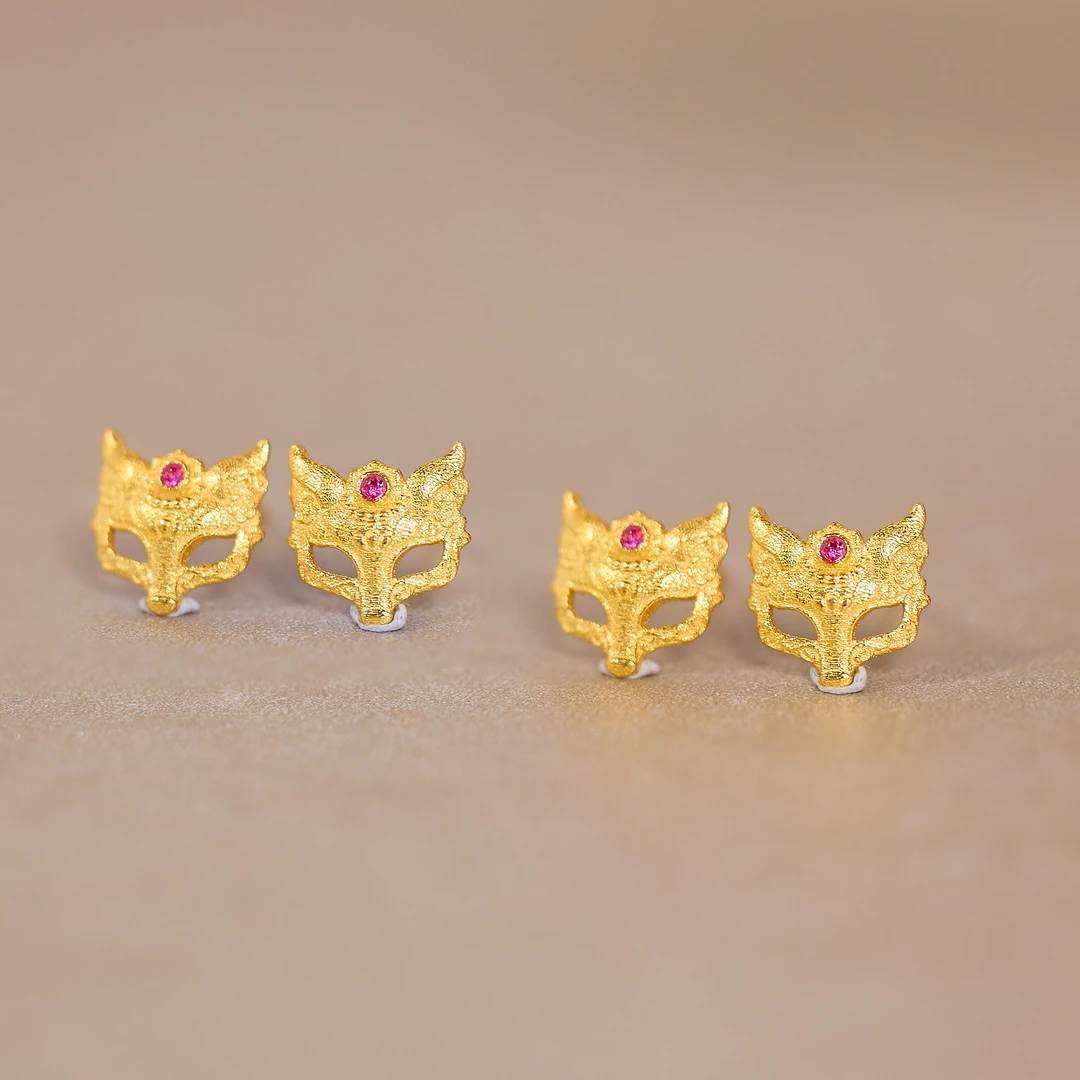 七夕限定【歪歪】（素金）凤九耳饰*18K金镶嵌（多样性发一）XB-H6670