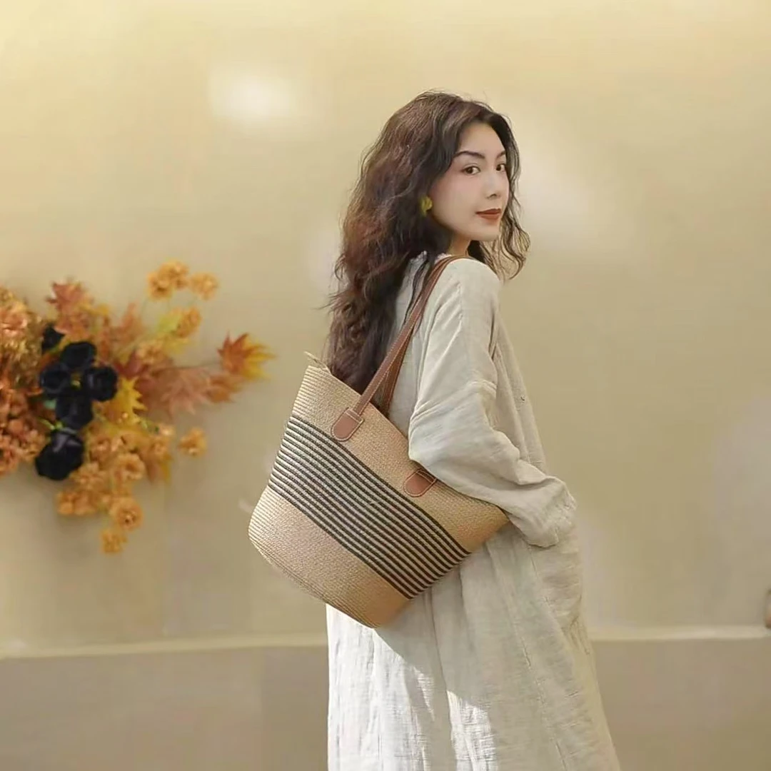 【续吉专享】｜清梦｜百搭文艺休闲简约设计草编大容量通勤大托特包