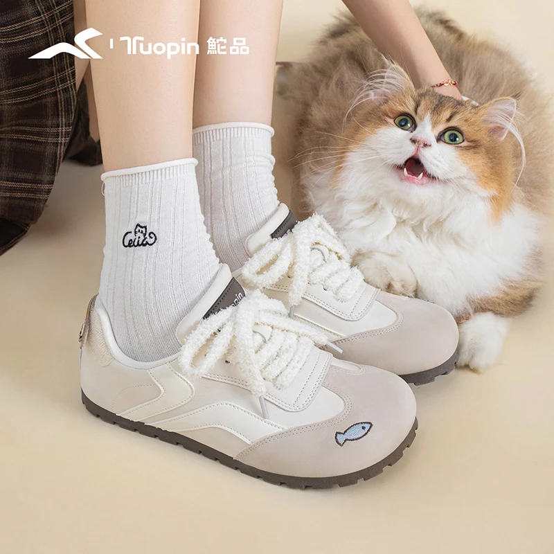 鮀品猫咪鞋原创女2025新可爱猫咪后跟足弓支撑透气舒适德训鞋491