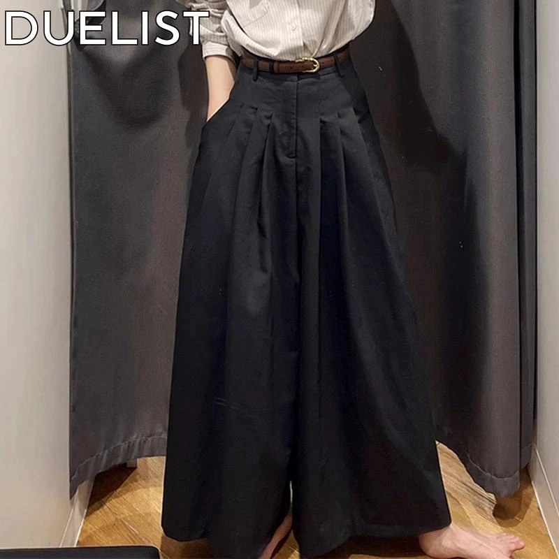 DUELIST黑色工装裙女士高腰阔腿裤夏季新款垂感大码显瘦包臀裙子