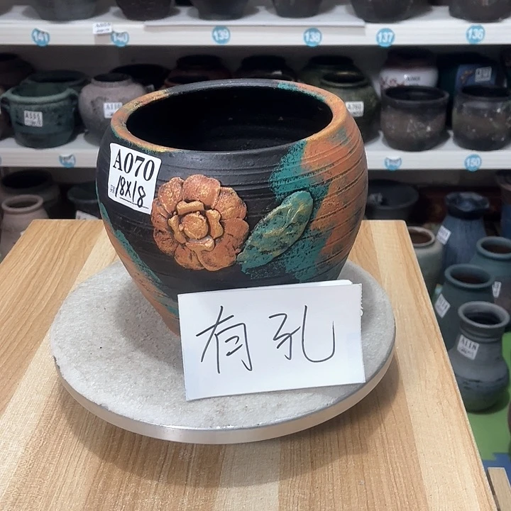 红陶手工制作工艺花盆