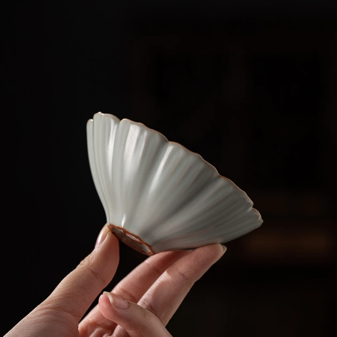 汝窑茶具主人杯百花杯100ml陶瓷茶杯品茗杯天青色可养开片汝瓷