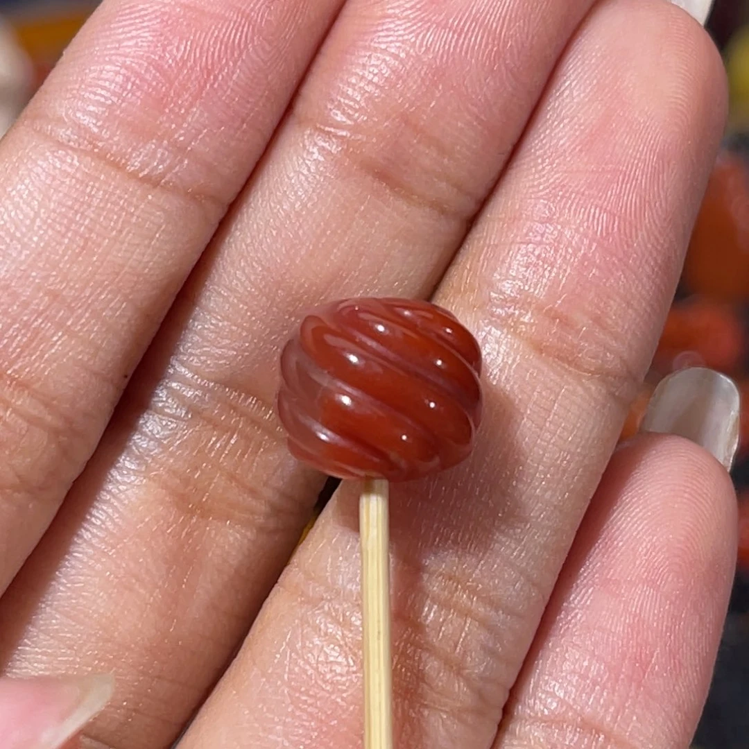 南红玛瑙老南红纽棱珠11.7x11.2mm未镶嵌