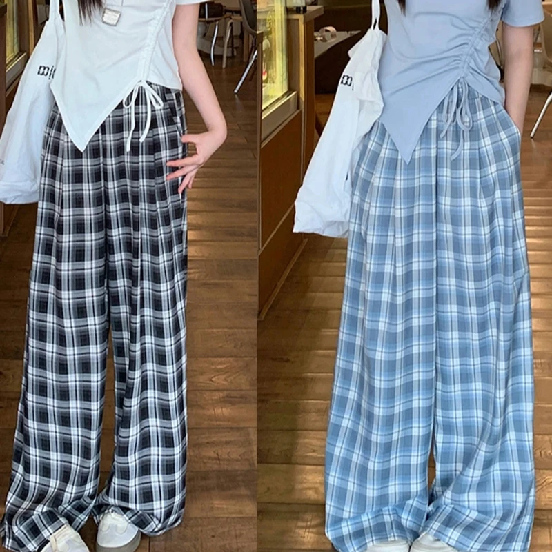 2025夏装新款胖mm大码女格子裤五一旅游时尚休闲衣服洋气衣服5018