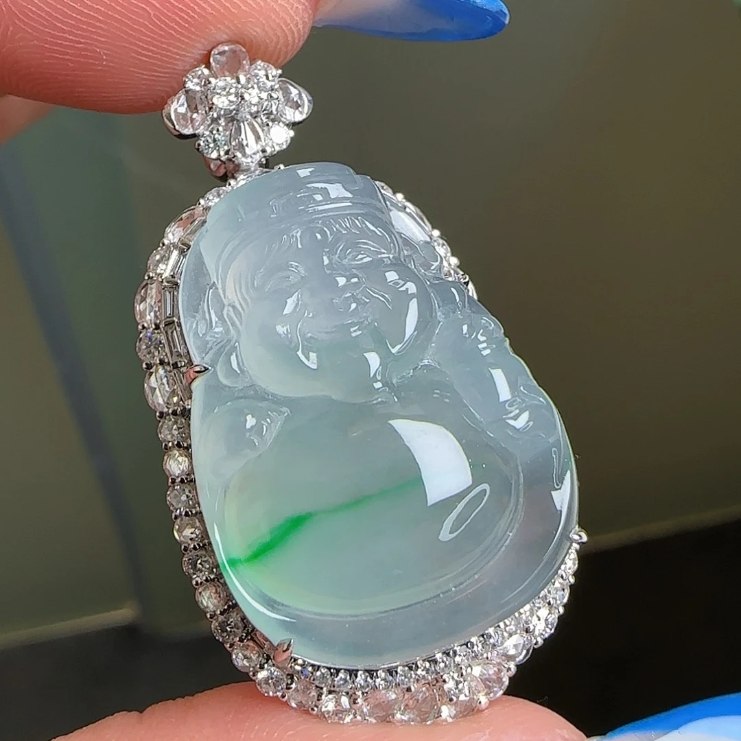 翡翠18K金镶嵌颈饰天然翡翠