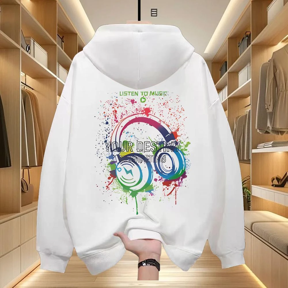 连帽情侣款帽衫宽松卫衣2025新款潮牌秋冬加绒款百搭外套学生上衣