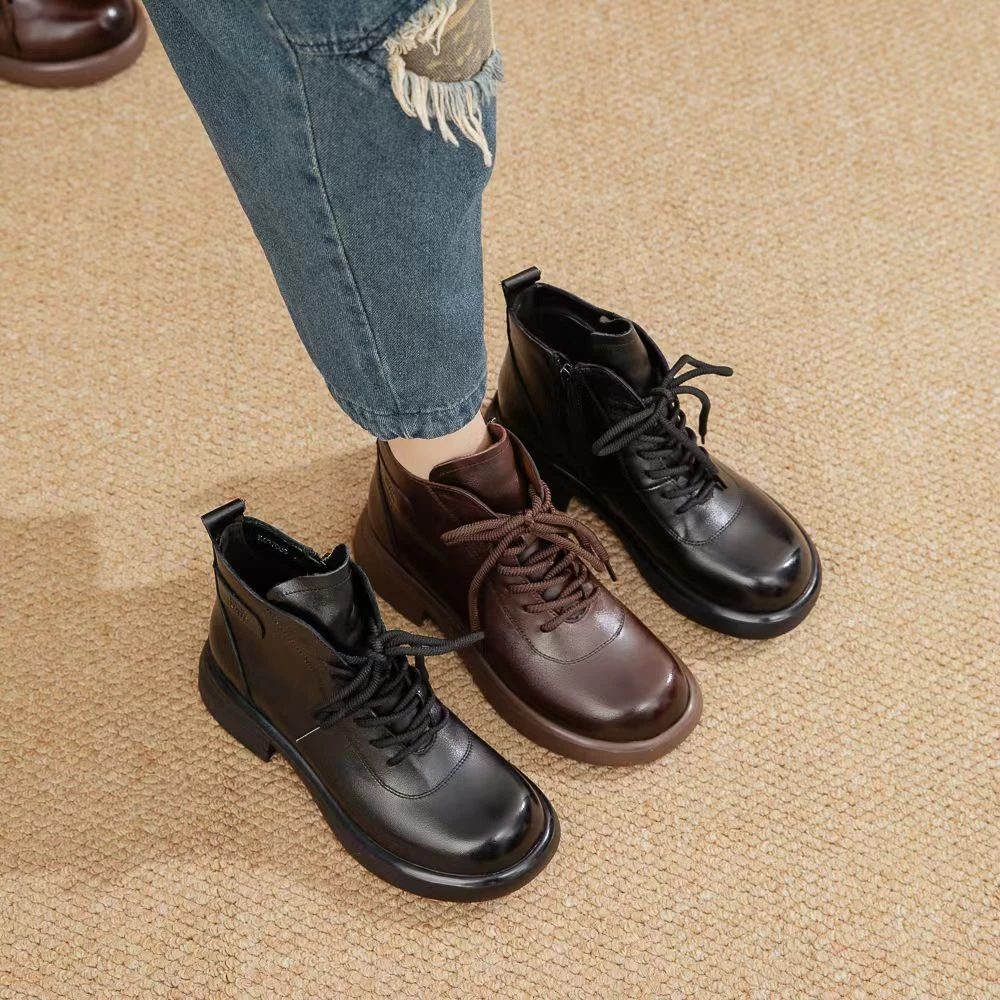 8582牛皮防滑软底时尚马丁靴单靴