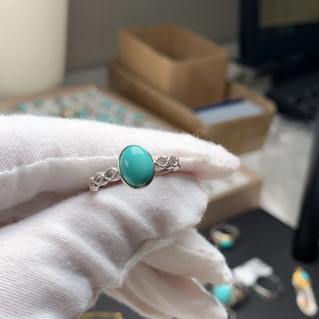 银S925镶嵌绿松石珠宝奇石―*