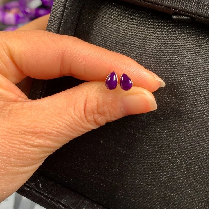 苏纪石（舒俱来）耳钉18K金镶嵌