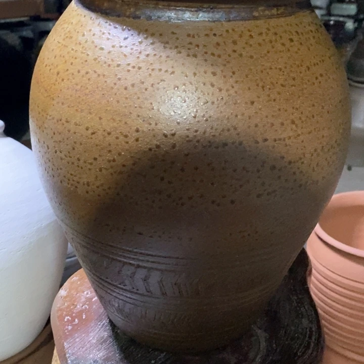 紫砂花盆高约32口约28手工