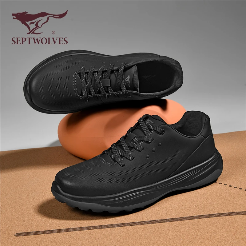七匹狼男士运动鞋秋季百搭黑色男鞋潮流休闲户外鞋软底防滑跑步鞋