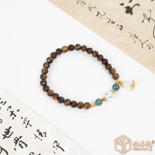 沉香【抱月】海南莺歌绿奇楠·单圈沉香手串（多样性发一）