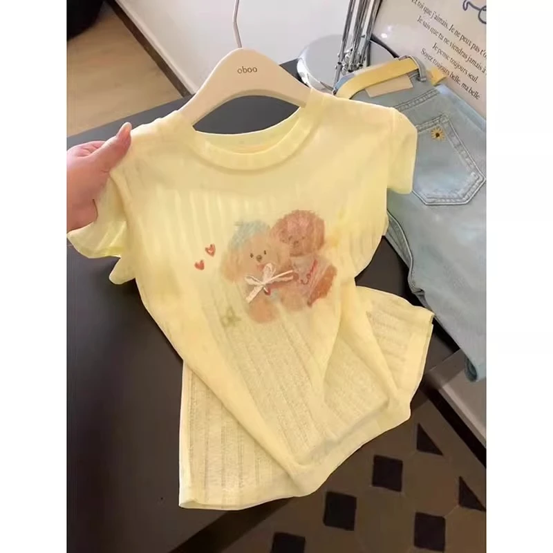 夏季洋气减龄卡通小狗圆领T恤衫女小众设计休闲百搭大码时尚上衣