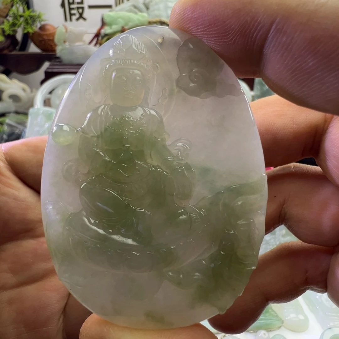 翡翠未镶嵌颈饰天然缅甸A货翡翠观音
