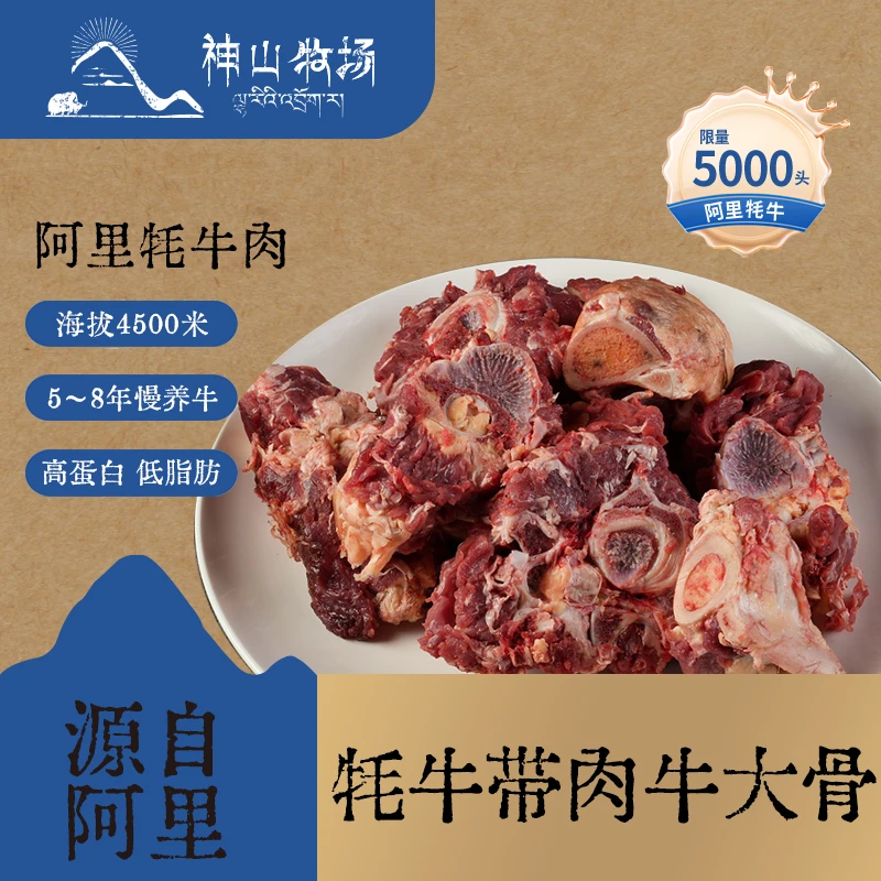 西藏阿里神山牧场牦牛带肉牛大骨