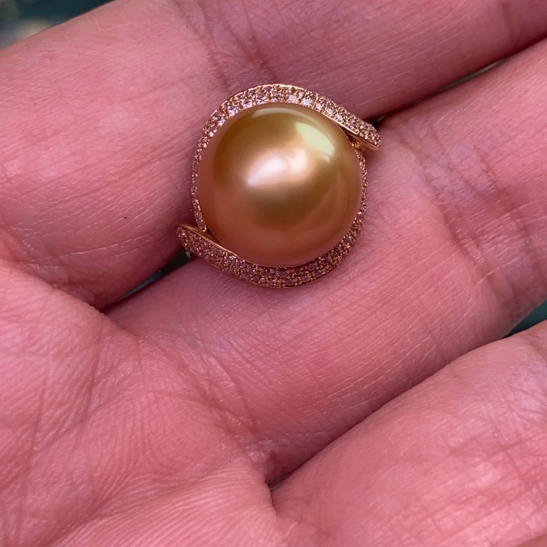 18K金镶嵌戒指海水珍珠