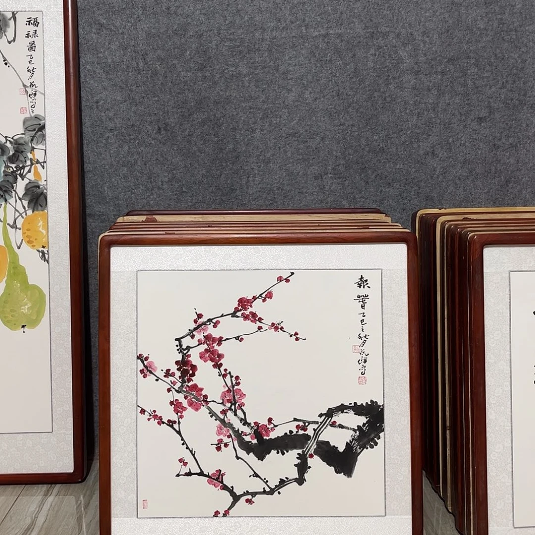 国画书画作品带框63×63