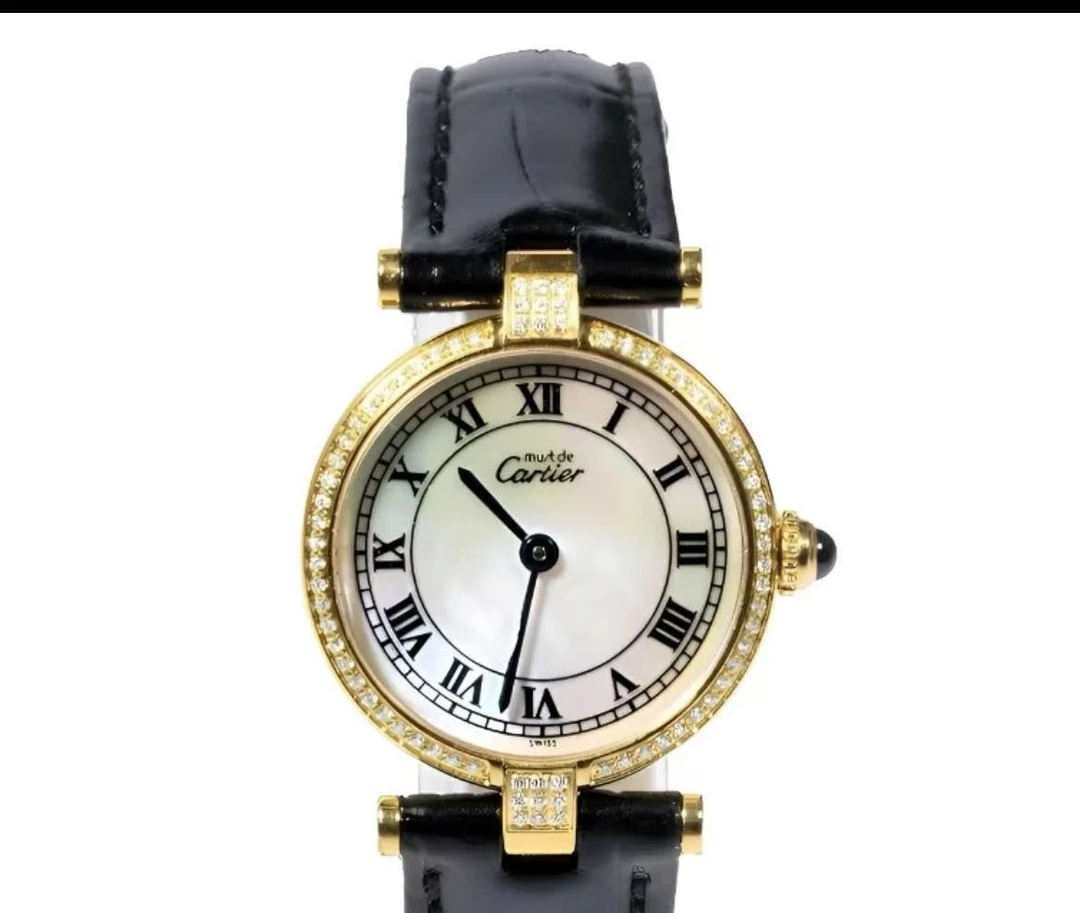 99新 Cartier/卡地亚 小饼贝母盘两针罗马刻中古女表24盘dr