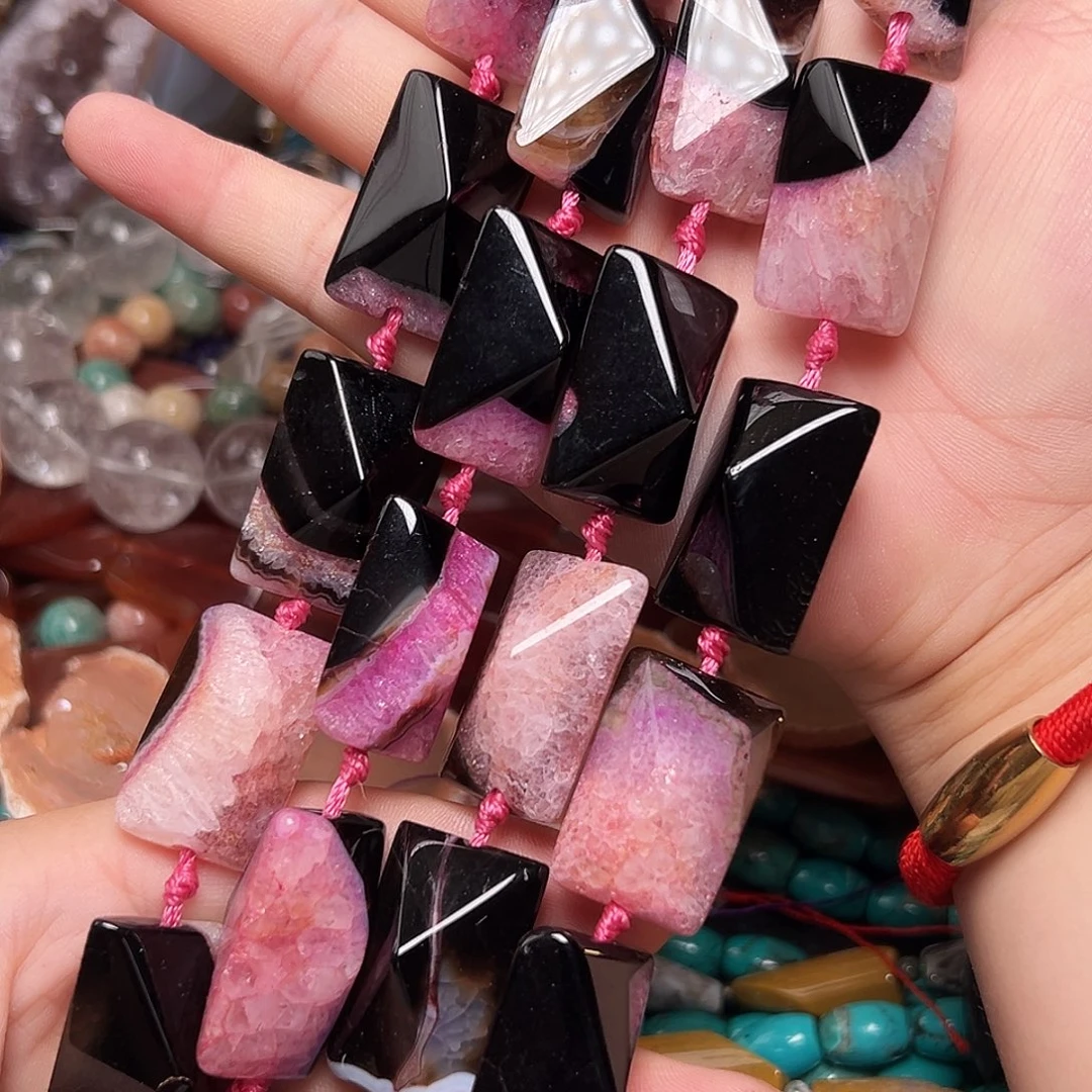 玛瑙/玉髓足银镶嵌珠宝半成品L831天然水晶玛瑙共生粉