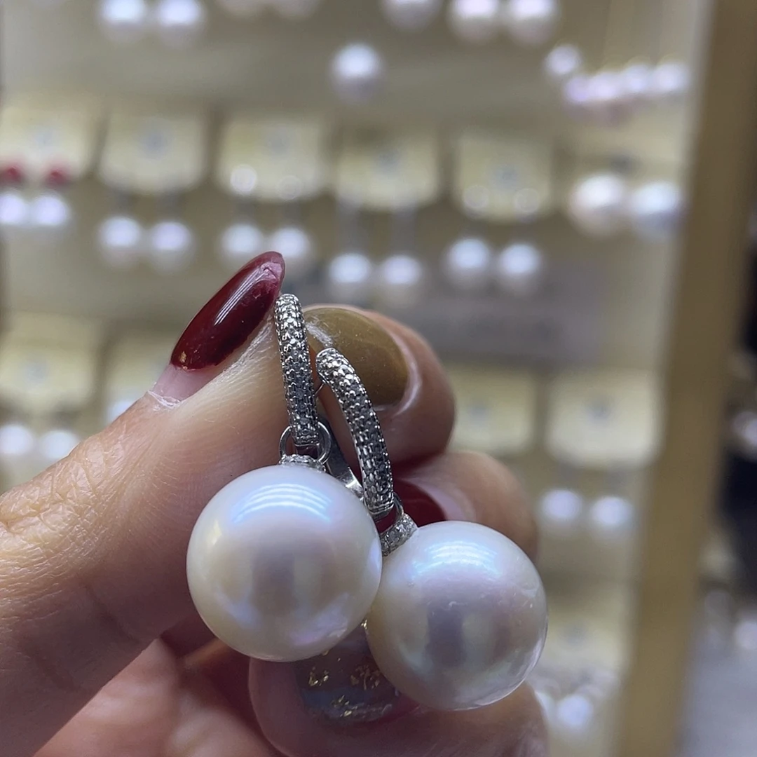 银S925镶嵌淡水珍珠耳饰