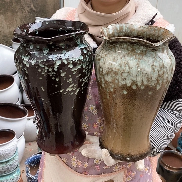 紫砂花盆瑕疵口17高30