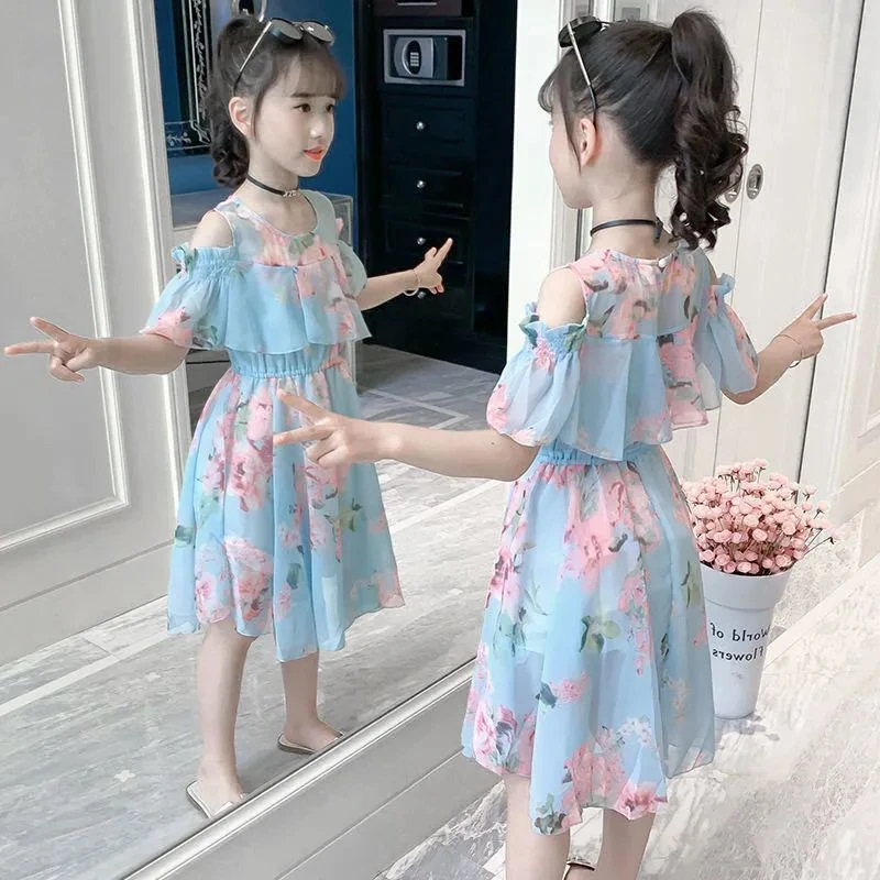 连衣裙裙子5小女孩新款76韩版岁演出8儿童长裙沙滩裙女童夏装海