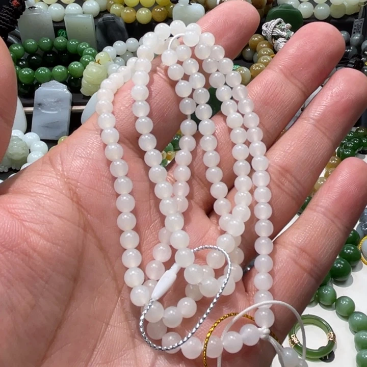 和田玉未镶嵌手串新疆于田卡5柔光长链