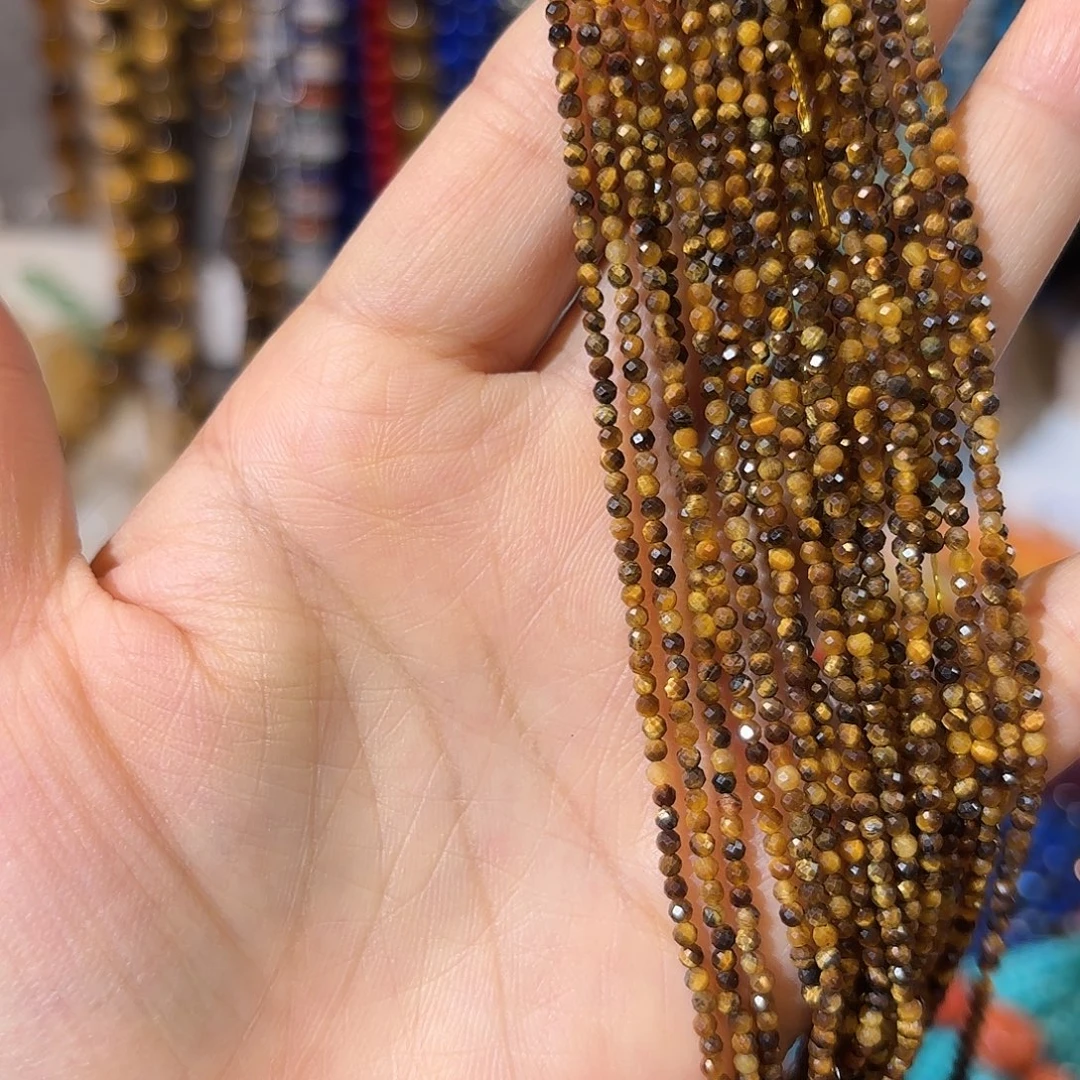 玛瑙/玉髓银S925镀金镶嵌珠宝半成品虎眼卡2一条