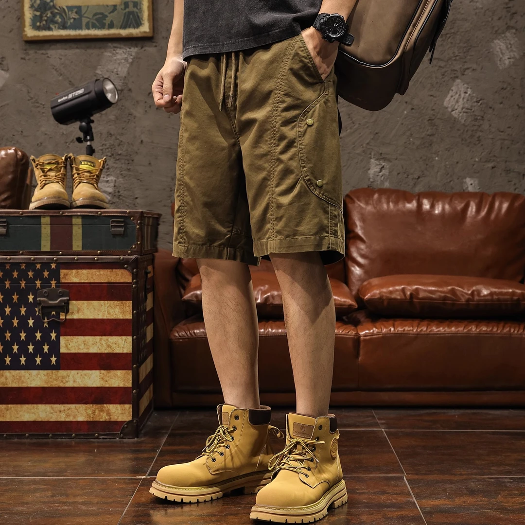 美式重磅纯棉工装短裤男夏季潮流男装休闲裤子男潮牌复古五分中裤
