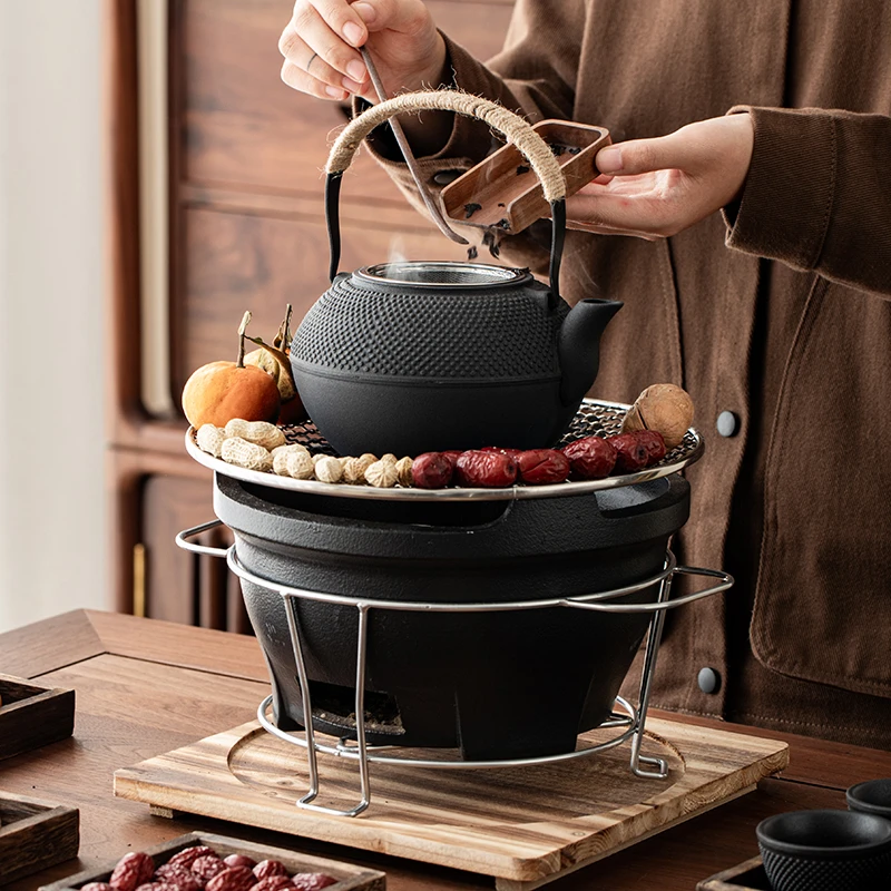 围炉煮茶铸铁茶壶碳炉器具炭火炉子工具烧烤专用炭冬天烤火炉全套