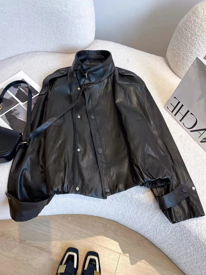 立领常规短款女款短皮衣秋款皮夹克上衣韩版LLJ3-5905