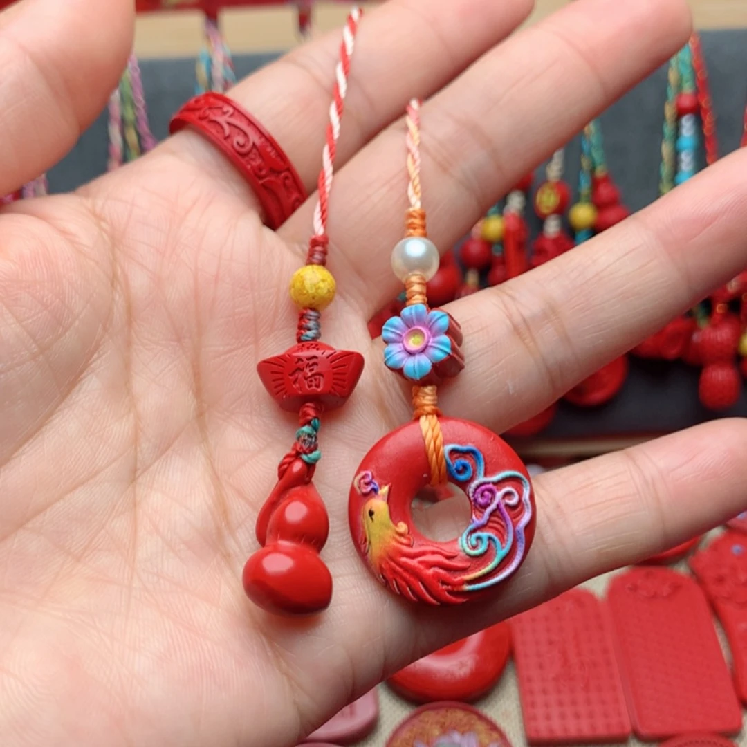 天然辰砂工艺品朱砂手机坠