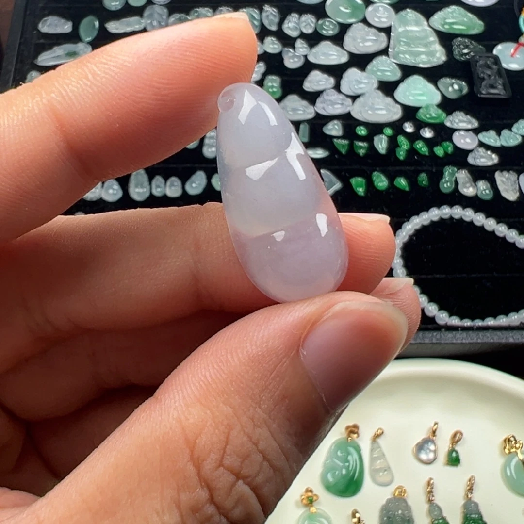 翡翠裸石冰紫福豆