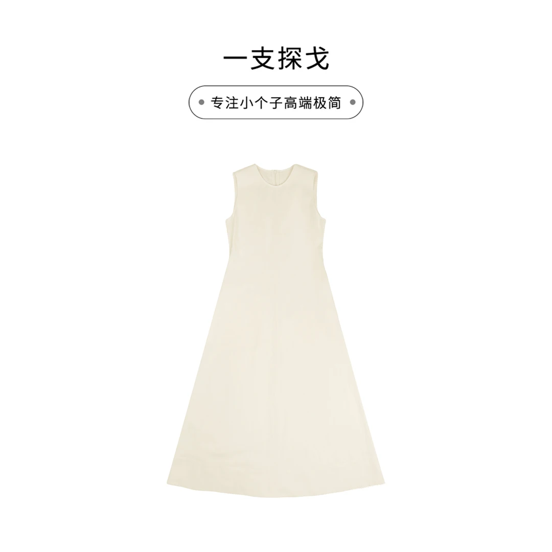 一支探戈丨小个子极简 优雅圆领亚麻显高显瘦女神连衣裙2520603