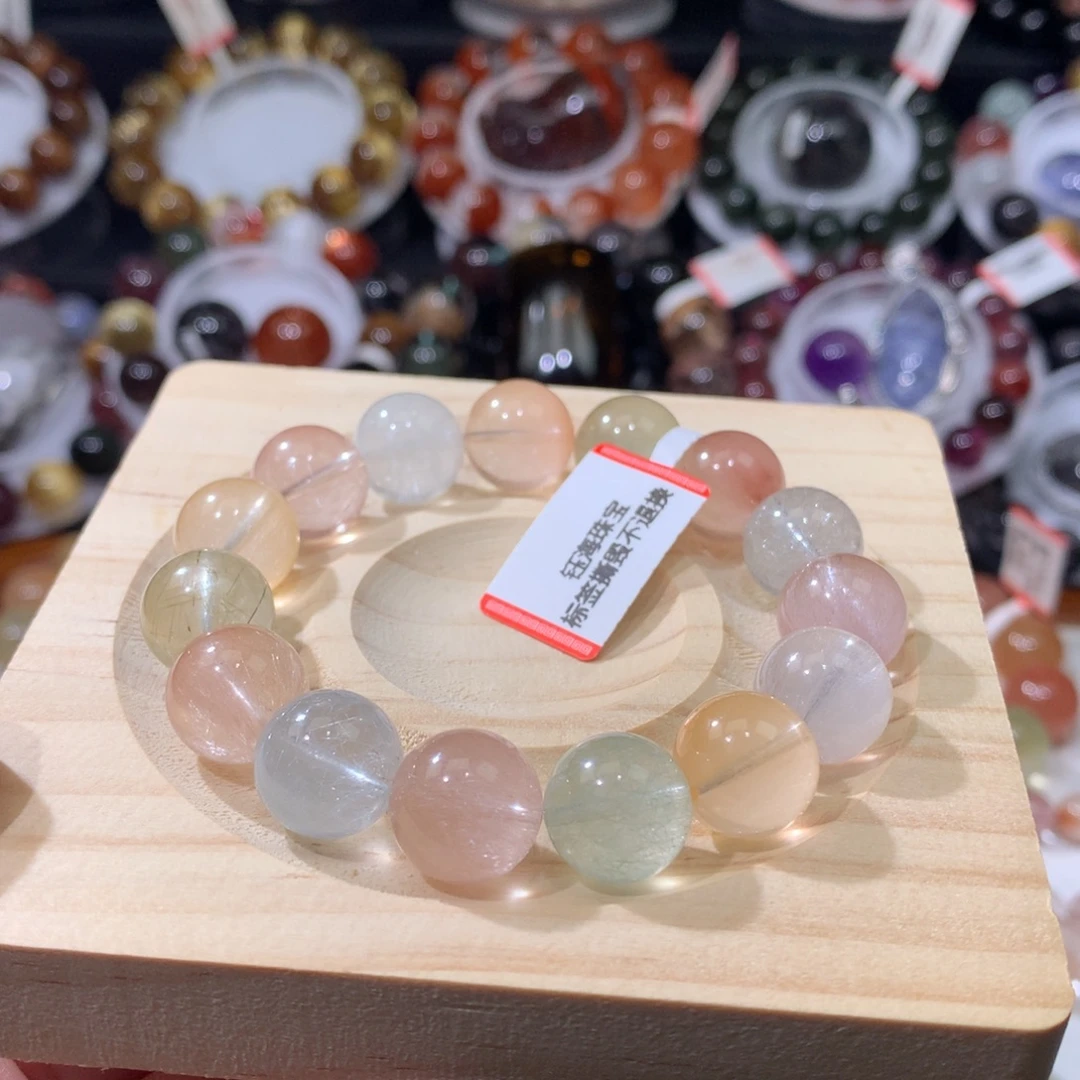 未镶嵌手链水晶彩兔毛12mm