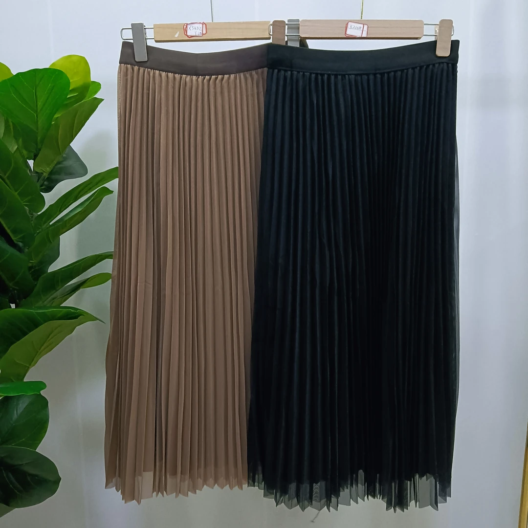 X8859时尚纯色仙气百褶半身纱裙