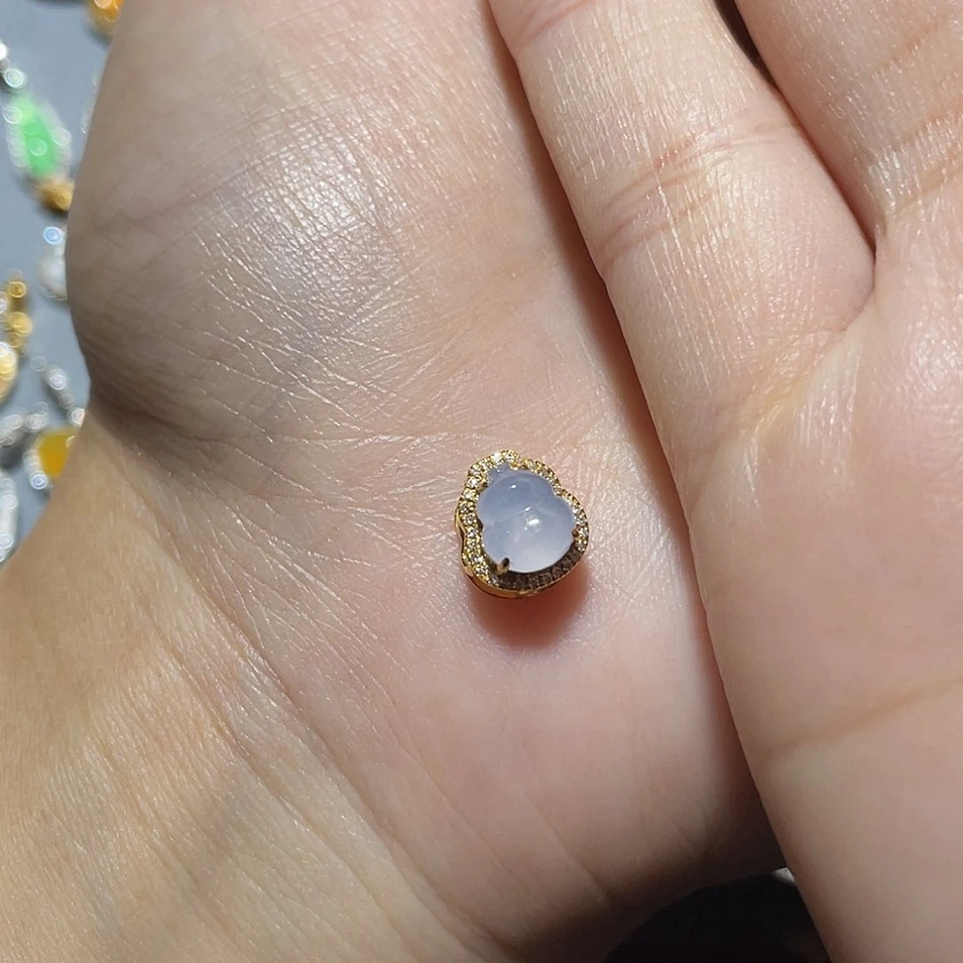 吊坠(不含链)18K金镶嵌翡翠