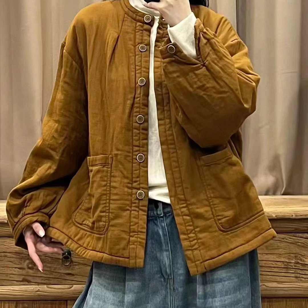 8318冬季新款水洗炒色加棉衣时尚个性洋气百搭时尚复古怀旧大口袋