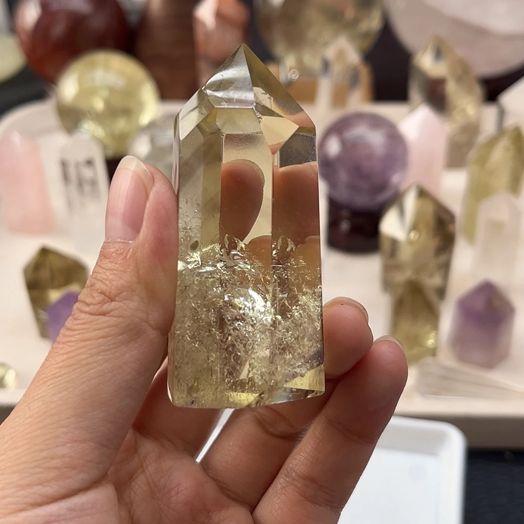 一****未镶嵌珠宝半成品水晶118黄水晶柱