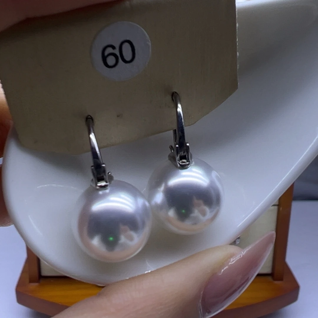 淡水珍珠银S925镶嵌耳饰