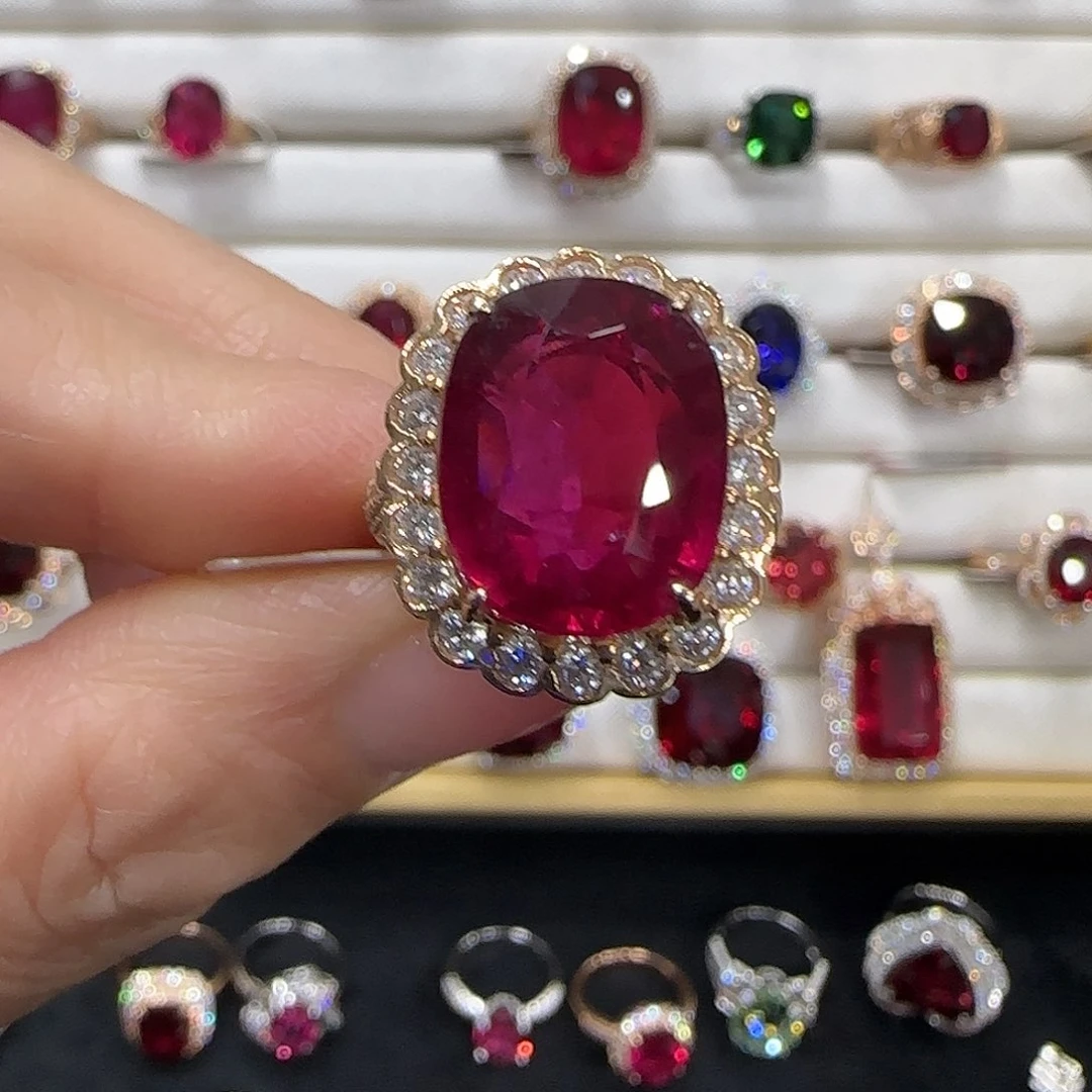 碧玺戒指18K金镶嵌12.9ct