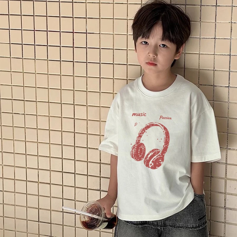 夏季t恤洋气韩版宽松型T恤男孩短袖卡通动漫儿童时尚男童纯棉百搭