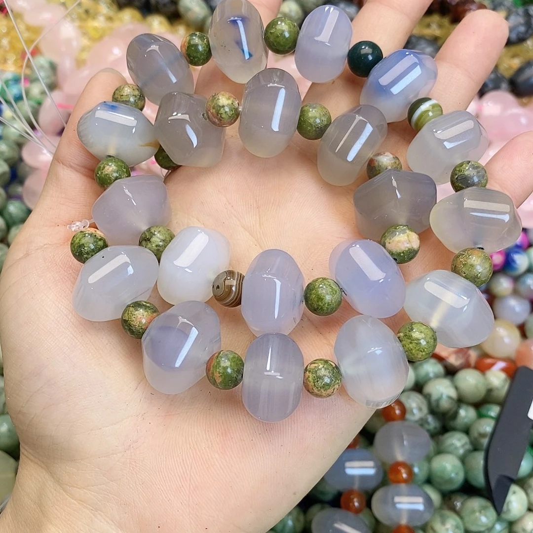 玛瑙/玉髓合金珠宝半成品大南瓜随机一条装散珠