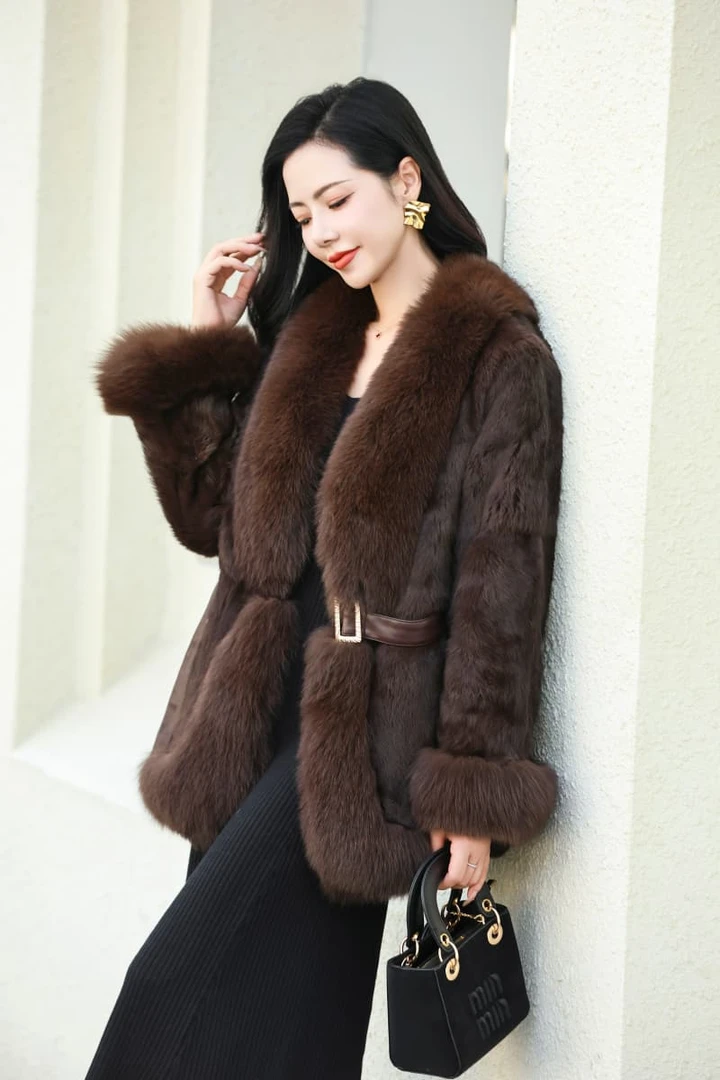 2025新款女士皮草外套狐狸毛大毛领显气质显瘦兔毛皮皮毛一体