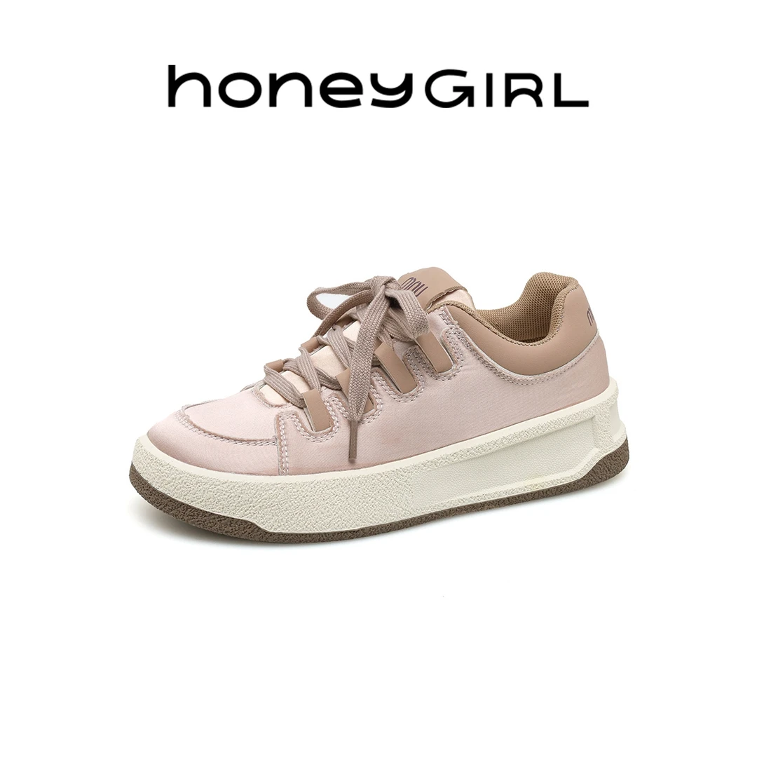 honeyGIRL2025春夏时尚百搭休闲鞋复古ins厚底低帮韩版圆头女鞋