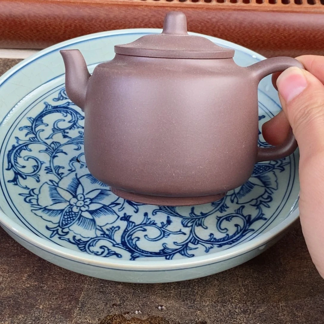 紫砂茶壶紫泥墨林230毫升半手工