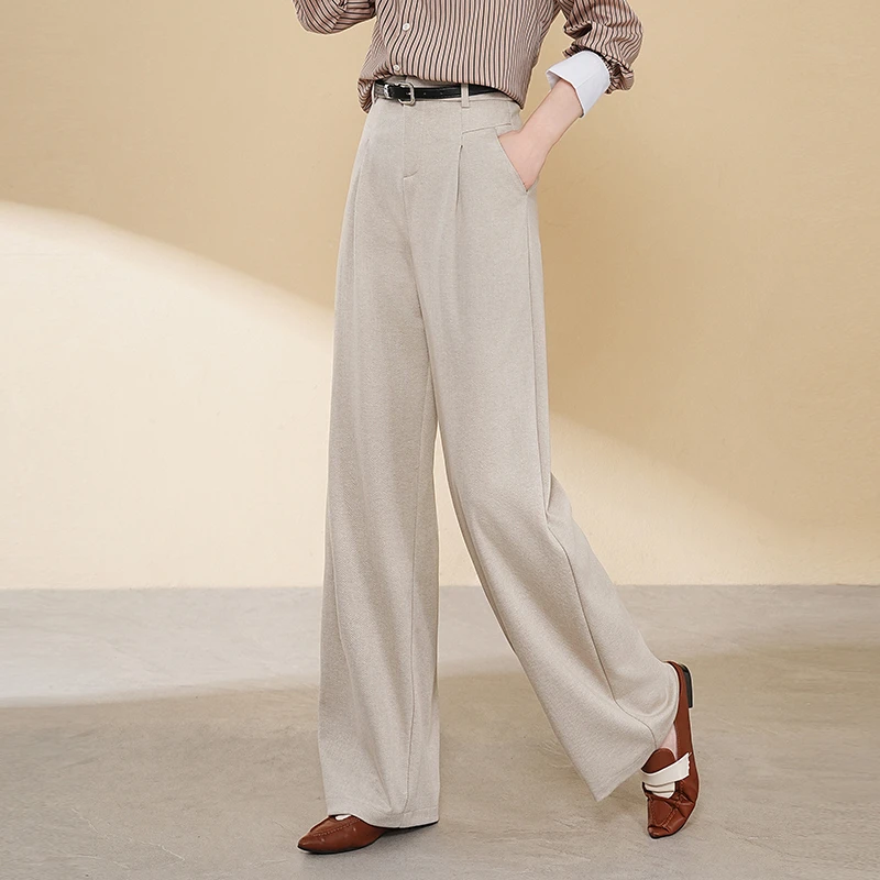 高级感阔腿裤女春季2025新款直筒裤宽松女裤高腰显瘦休闲西装裤子