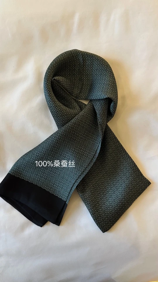 100%桑蚕丝13姆米双层高级奢华复古围巾中式（155X26）