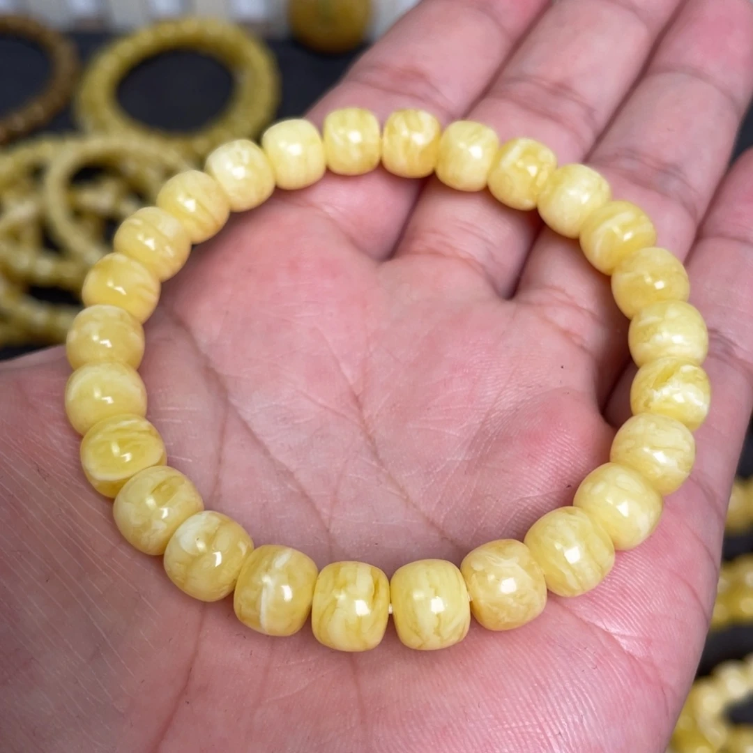 蜜蜡未镶嵌裸石虎皮纹千层雪蜜蜡手串8.8mm