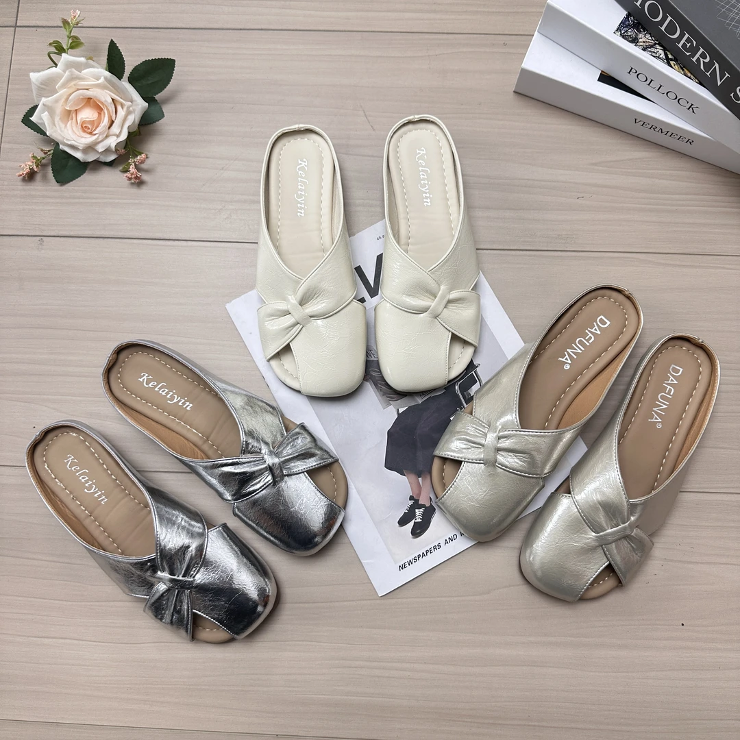 【H2】2025夏季新款平底包头半拖女时尚外穿百搭低跟一脚蹬凉拖鞋